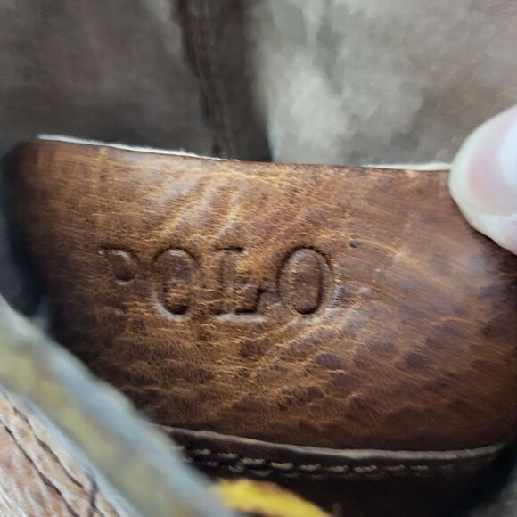 POLO RALPH LAUREN Ranger Boots Mens 10D Strap Brown Leather Outdoor Hiking Lace main image 3